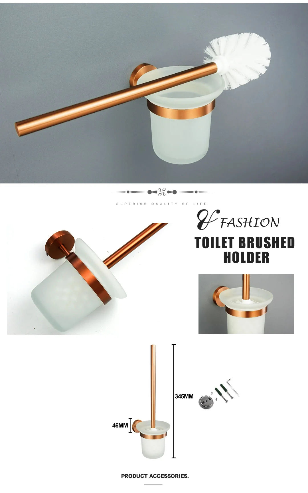 Brushed Rose Gold Stainless Steel Wall-Mounted Bathroom -Towel