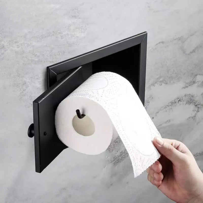 Recessed Matte Black Recessed Toilet Paper Roll Holder