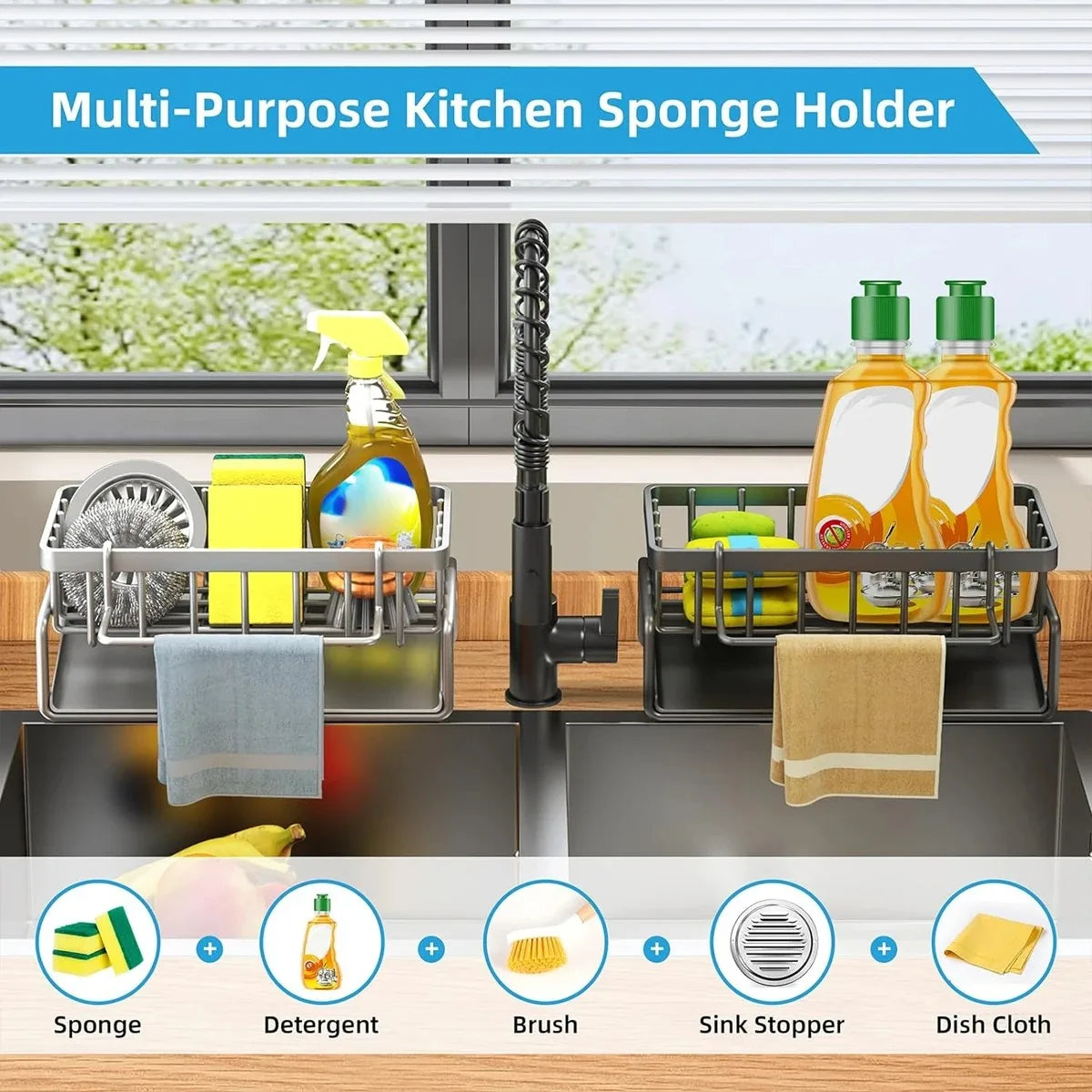 Sink Drain Rack Organizer Sponge Storage Faucet Holder