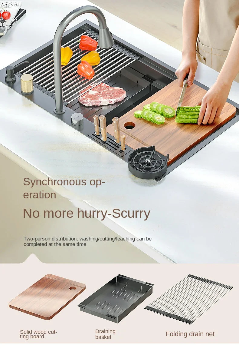 Waterfall Sink Nanometer 304 Stainless Steel Large Slot