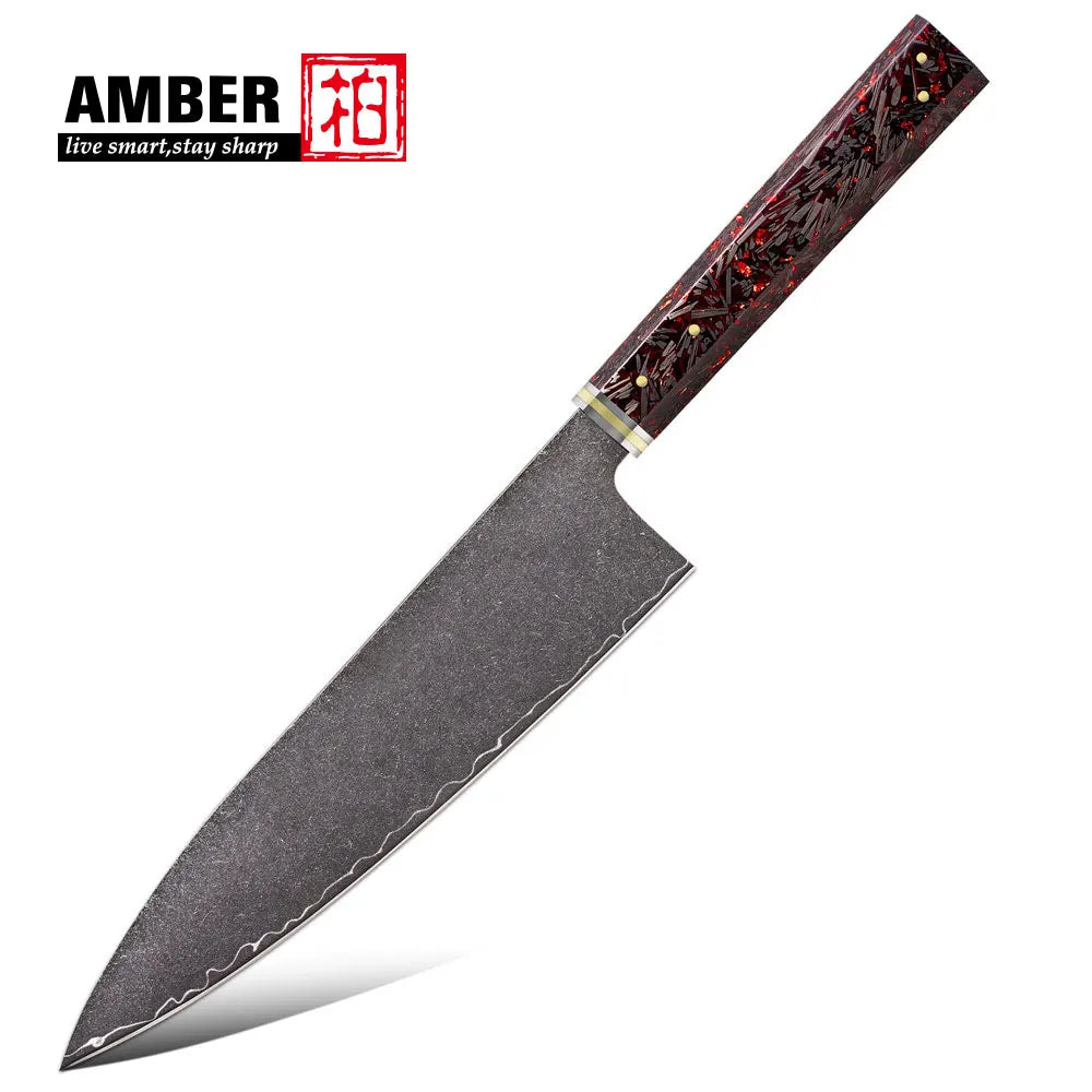 Knife 1-6pc Damascus 3-Layer Cladding Steel Knives Professional