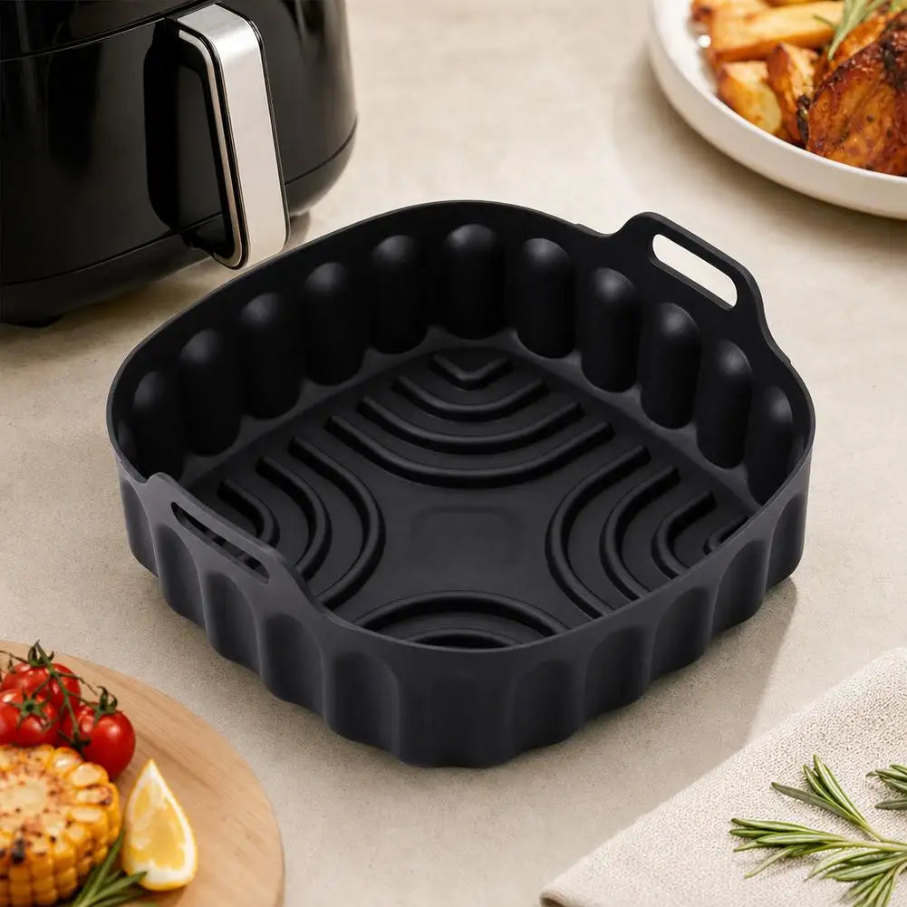 25cm Square Air Fryer Silicone Liner Cream Reusable