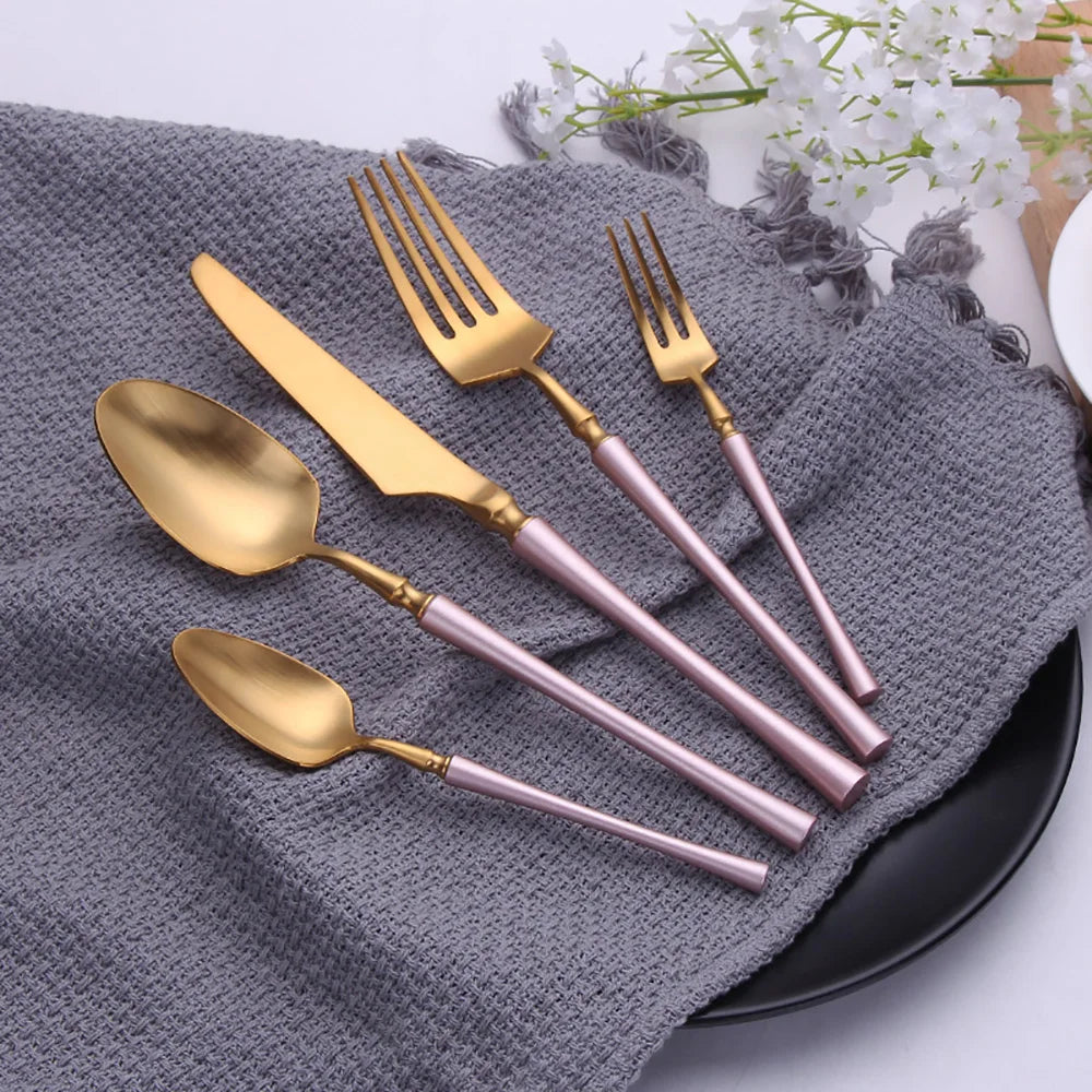 Pieces Knife Fork Spoon Gold Cutlery Complete Stainless