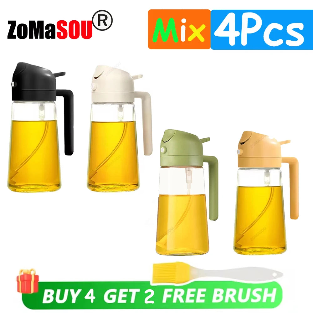 1-4pc 2-In-1 Sprayer Pourer Oil Empty Bottle Plastic