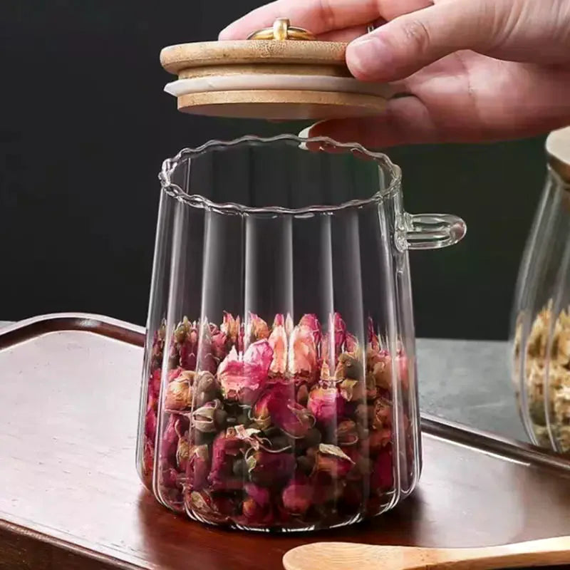 Airtight Food Containers Storage Pots Glass Jar Lid