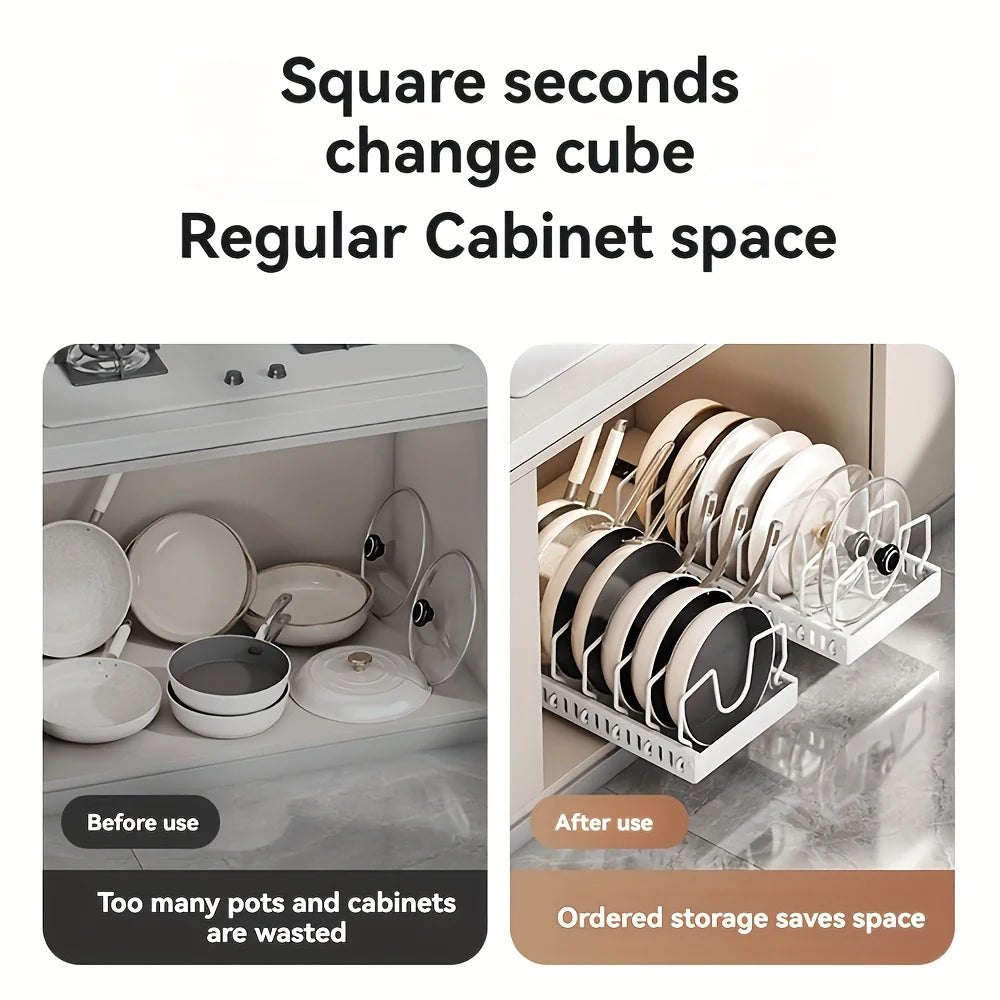 Pots Pans Organizer Under Cabinet Pull-Out Pots Pans