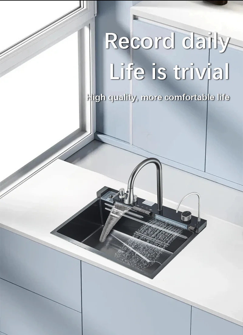 Grey Stainless Steel Digital Sink Cold Pull Out