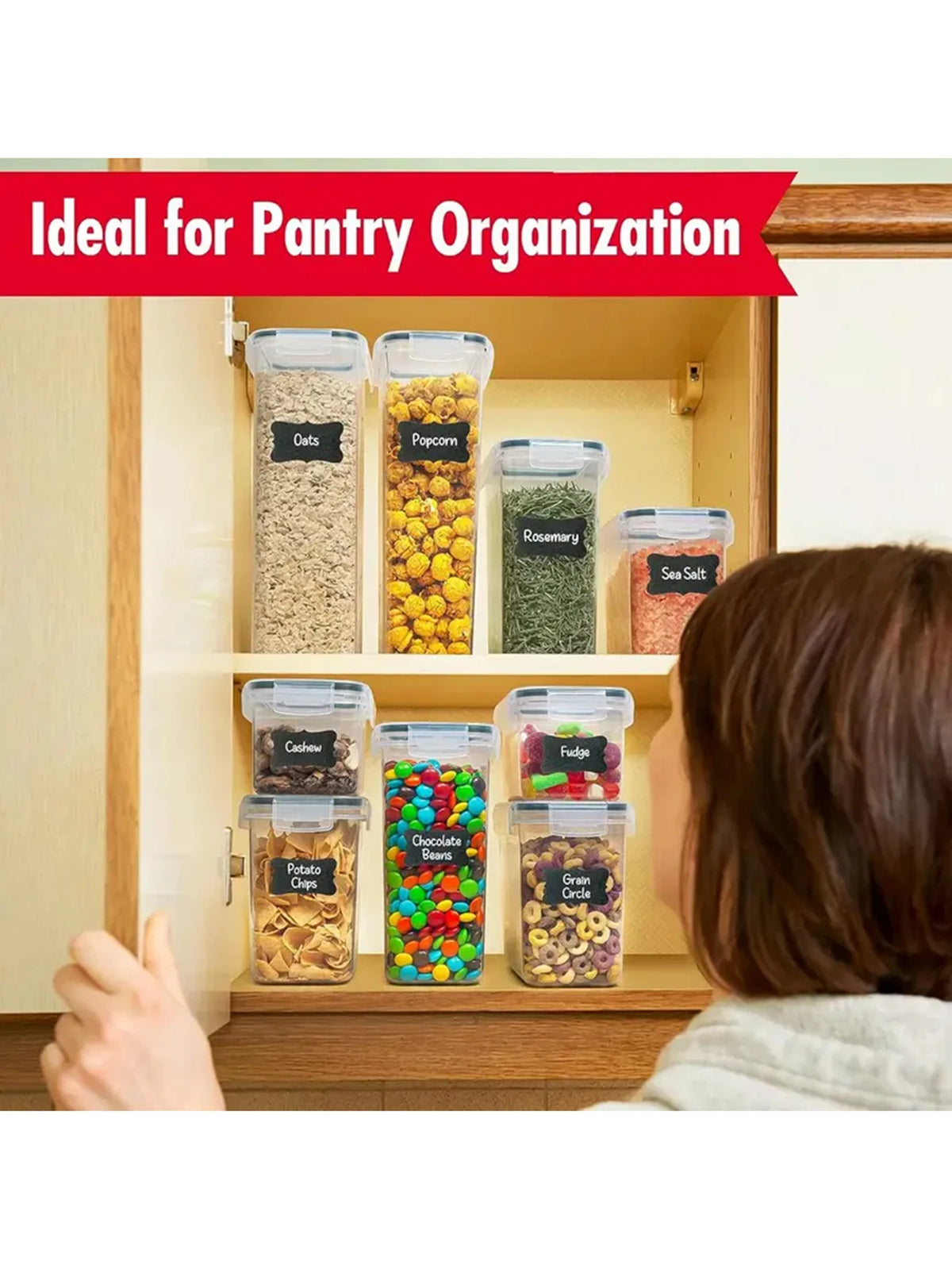 24pcs Airtight Food Storage Containers Labels Flour Grains