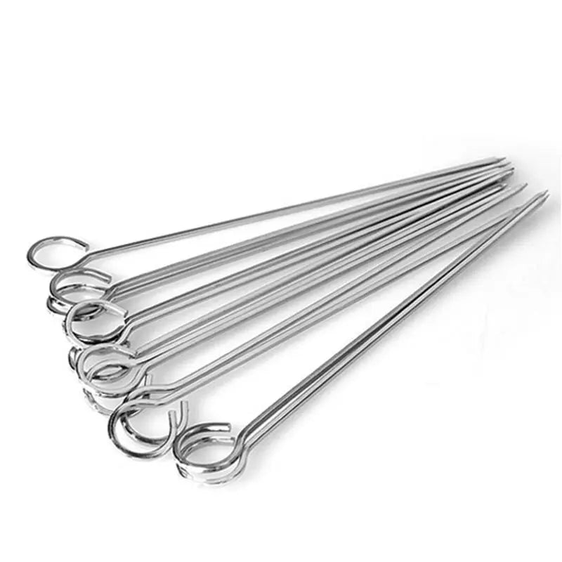 10/12pcs Stainless Steel Barbecue Skewer Reusable Bbq Kebab