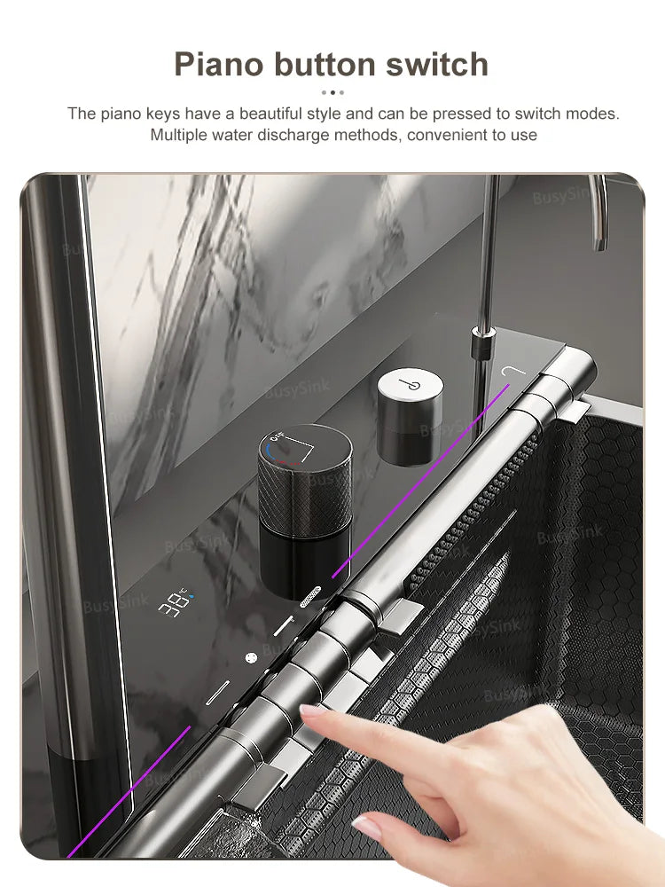 Stainless Steel Waterfall Sink Large Slot Dishwashing Basin