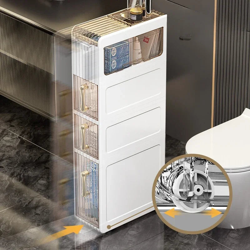 Bathroom Gap Cabinet Shelf Storage Acrylic Toilet Locker