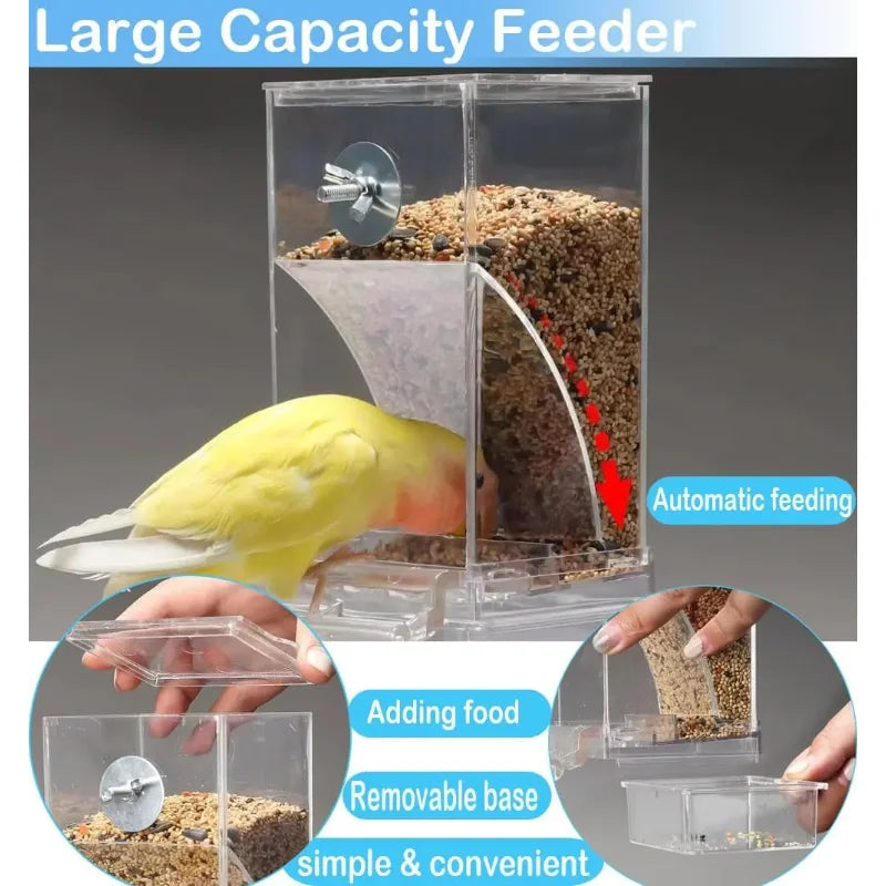 No Mess Automatic Bird Feeder Transparent Food Container