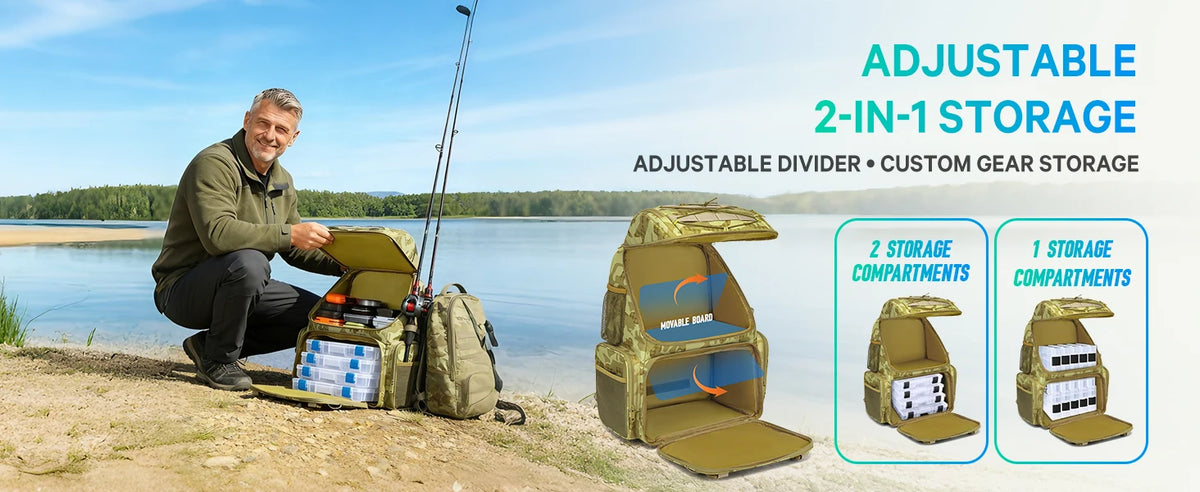 45l Fishing Backpack Cooler Fishing Tackle Storage Bag