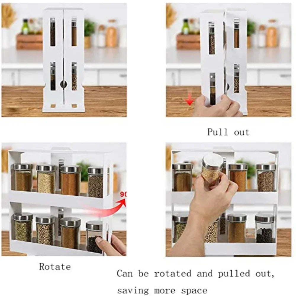 Spice Organizer Rack Multi-Function Tier Rotating Storage Shelf