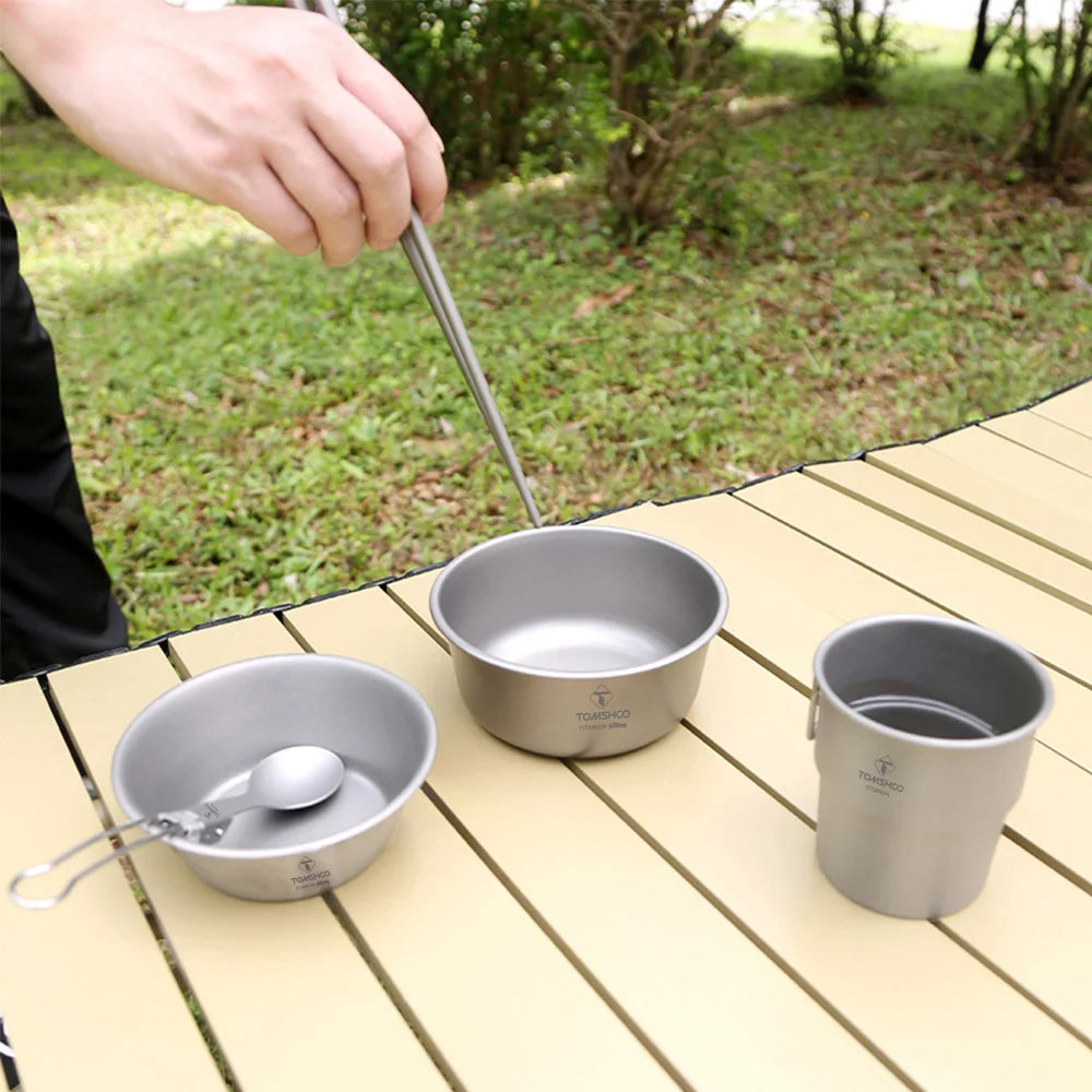 Tomshoo 400ml / 500ml Food Container Stackable Titanium