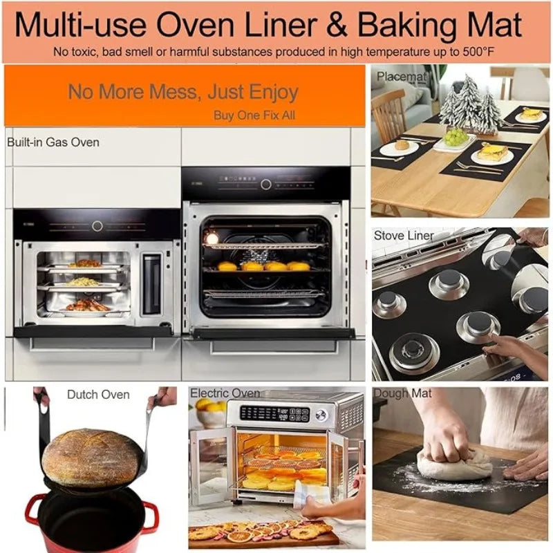 2pcs Large Non Stick Oven Liner Reusable Protector