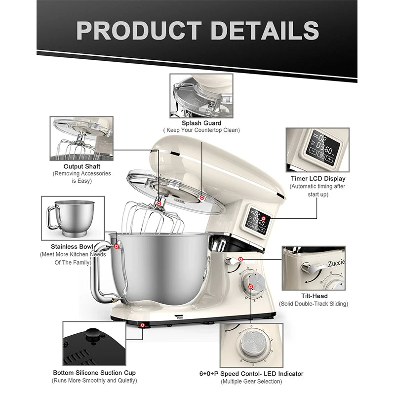 220v Powerful Stand Mixer Electric Blender Automatic Timing