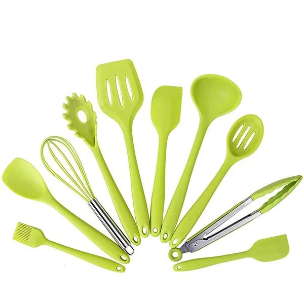 10 Pcs/Set Silicone Utensils Non-Stick Silicone Tong Spoon