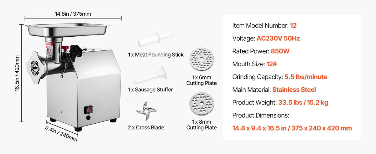 Succebuy Meat Grinder Lbs-9 2lbs/Min Capacity Electric Meat