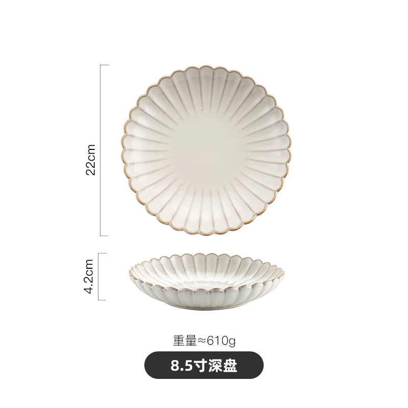 Nordic White Bowls Dinner Plates Ceramic White Glaze