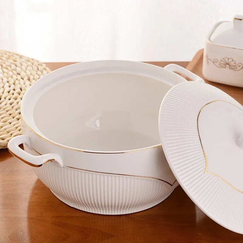 Ceramic Soup Pot Nordic Phnom Penh White Round
