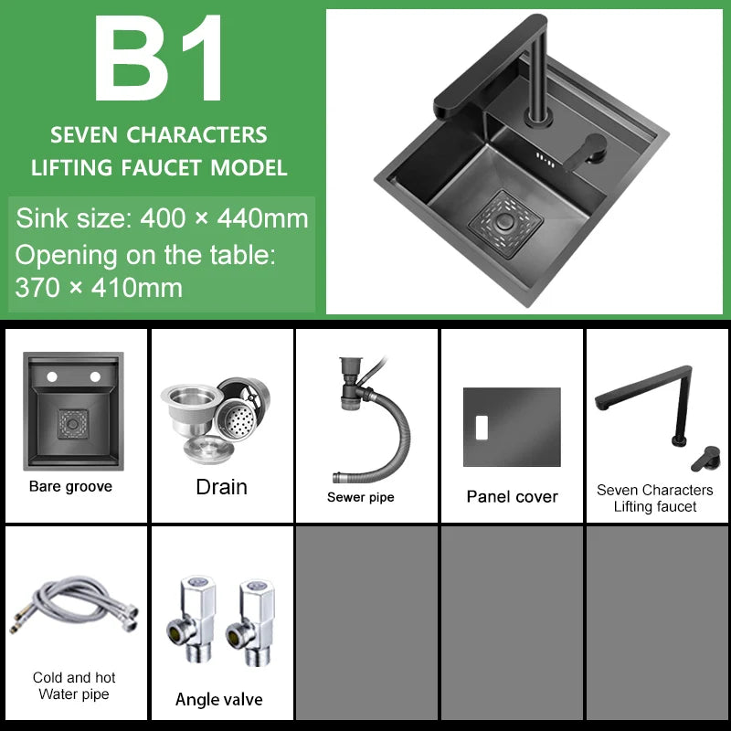 Hidden Sink Bar Sink Kit Folding Faucet Drain