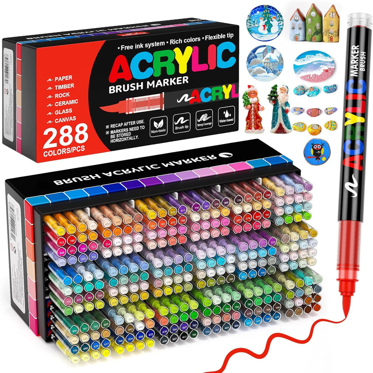 12-366 Colors Acrylic Marker Permanent Markers Brush Tip