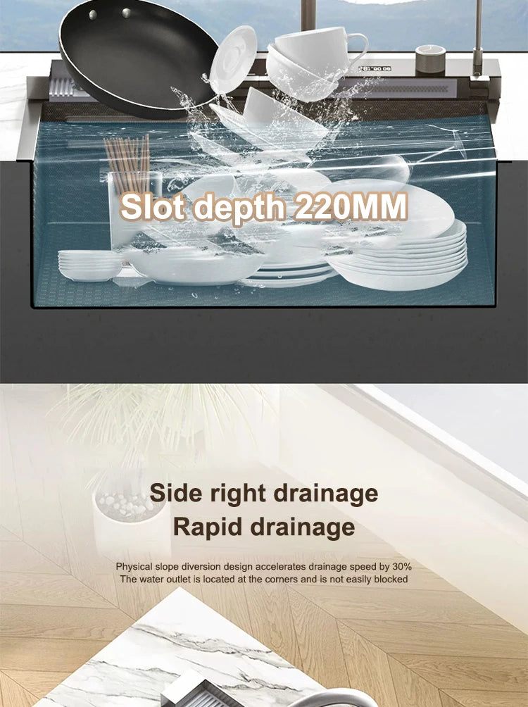 Sink Stainless Steel Waterfall Sinks Extra Large Slot