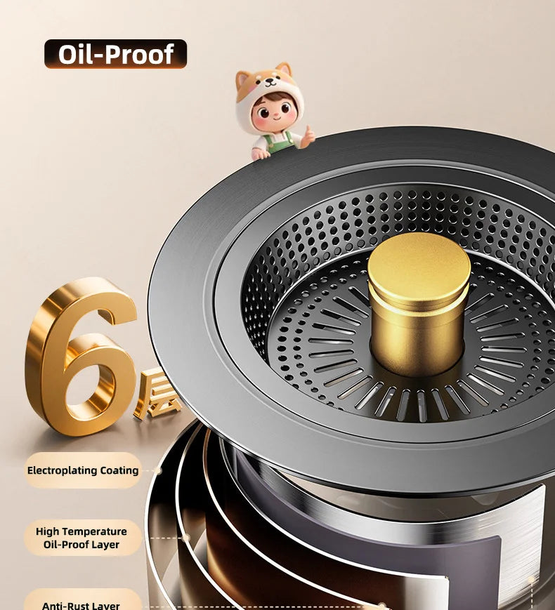 Universal Sink Strainer Stainless Steel Pop-Up Drain Plug