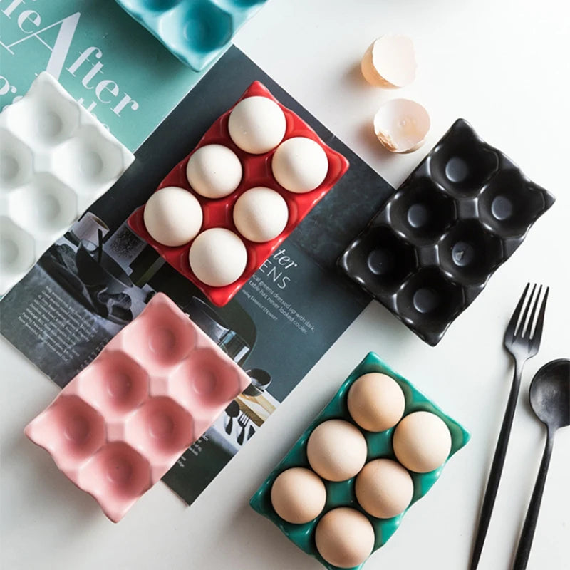Grid Ceramic Egg Storage Rack Non Slip Shockproof