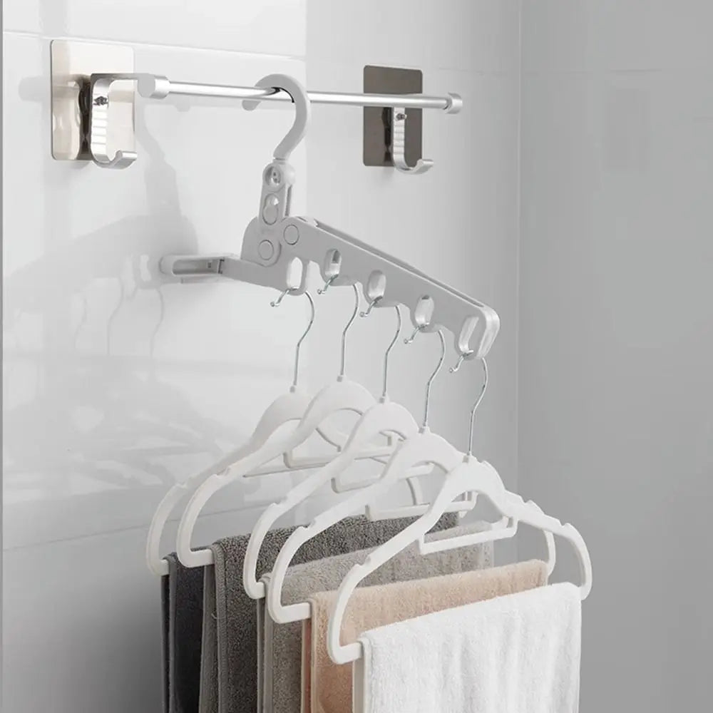 2pcs Hotels Foldable Clothes Drying Rack Five-Hole Multi-Function