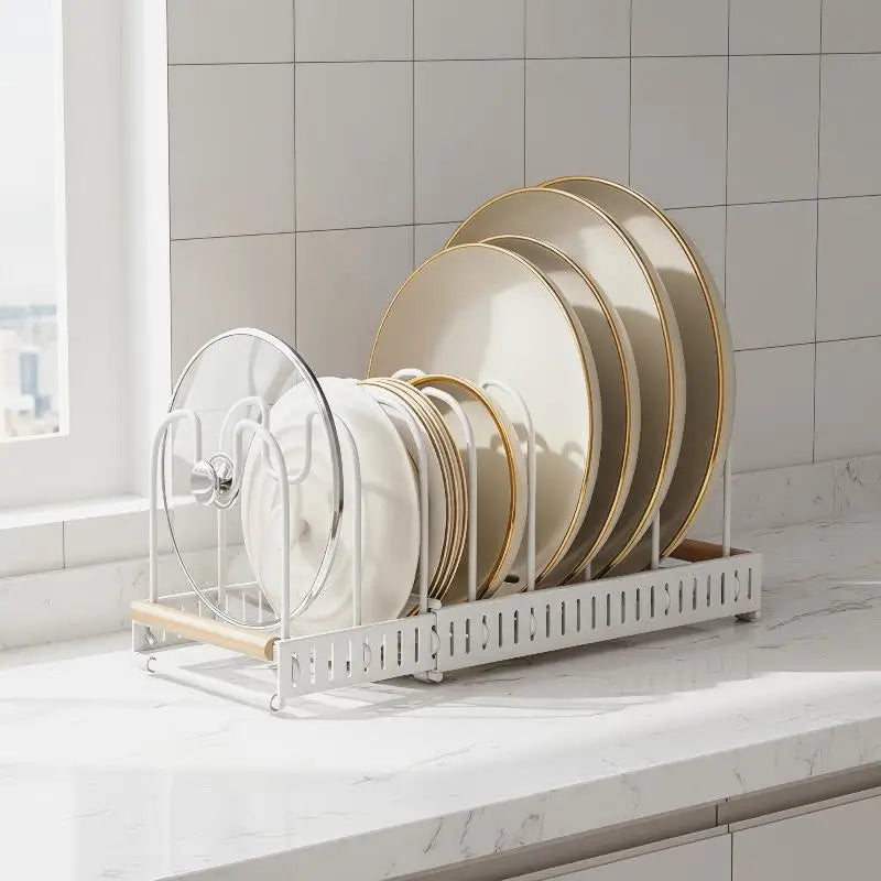 Expandable Pots Pans Organizer Rack Adjustable Rustproof Cookware