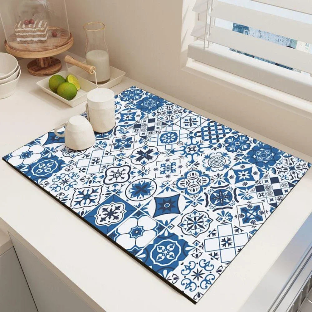 Vikama Vintage Bohemian Dish Drying Mat Non-Slip Absorbent