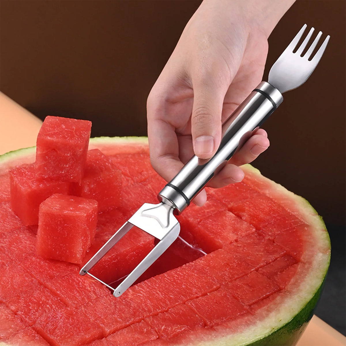 Stainless Steel Watermelon Cutting Functional Watermelon Fork