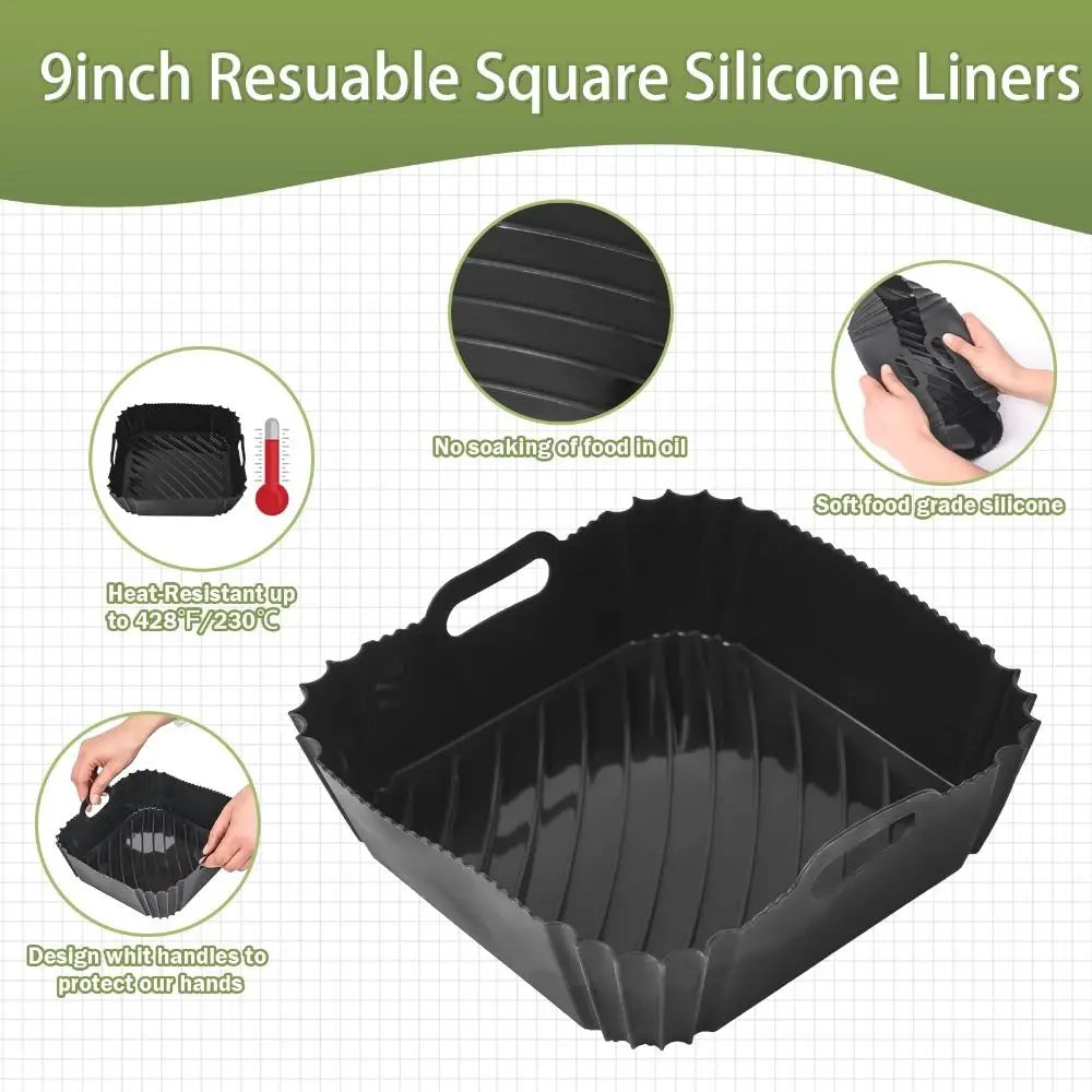 Large Size Silicone Airfryer Basket Liners Square Shape