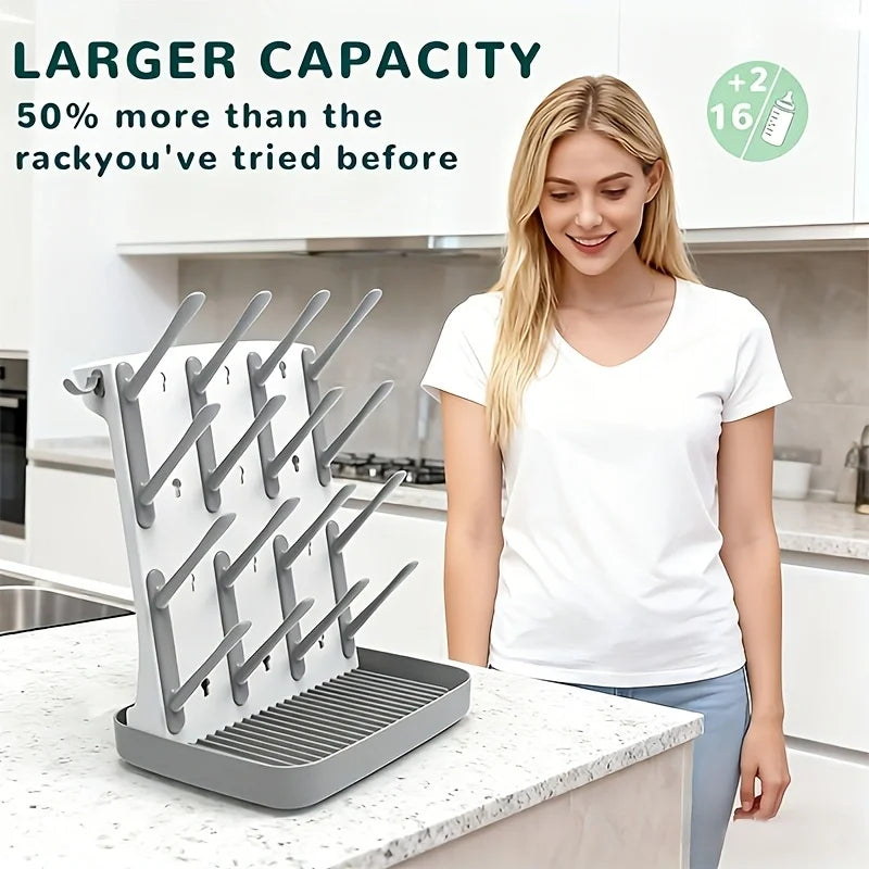 1pc Bottle Drying Rack Vertical Dryer 18 Hooks
