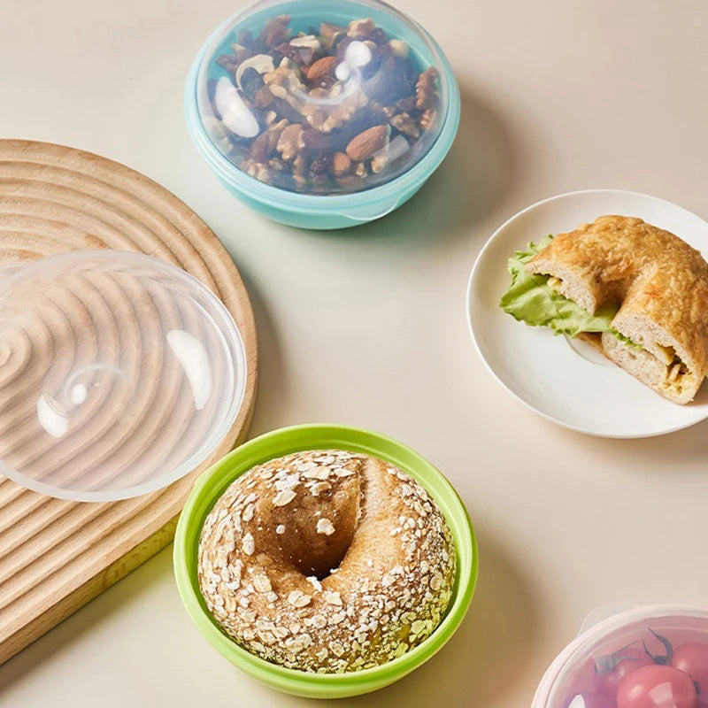 Bread Box Microwavable Transparent Round Shape Food Container