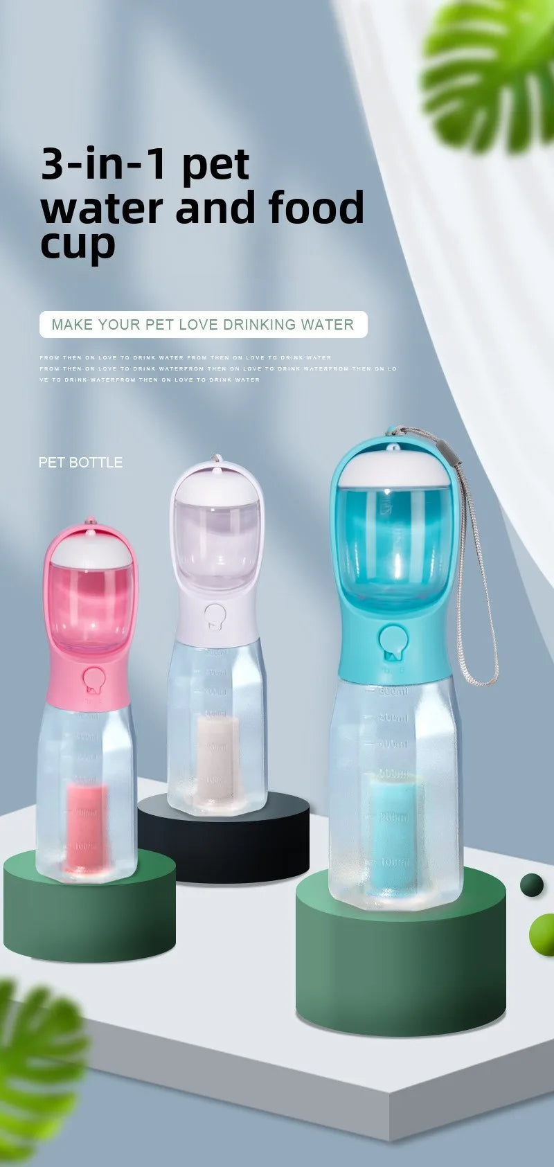 In Dog Water Bottle Poop Bag Dispenser Pet