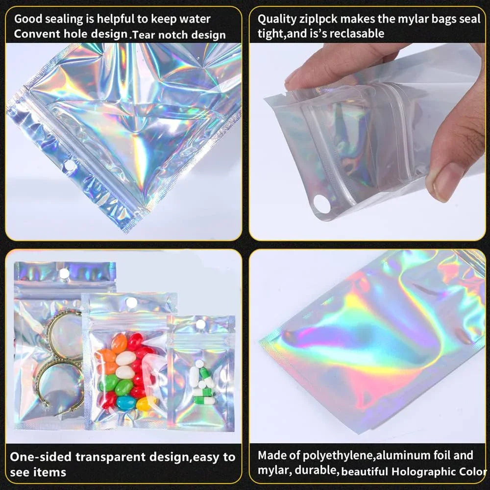 500pcs Laser Ziplock Bag Necklace Earrings Jewelry Gift