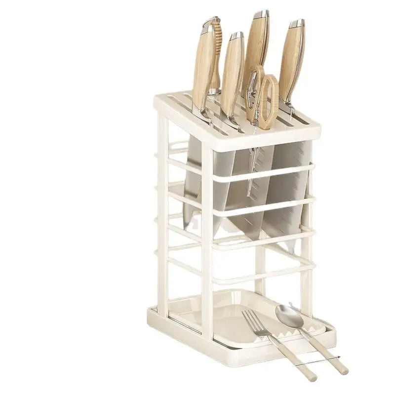 Countertop Knife Holder Drain Tray Storage Rack Organizer