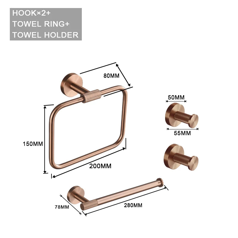 Brushed Rose Gold Stainless Steel Bathroom Hardware Towel