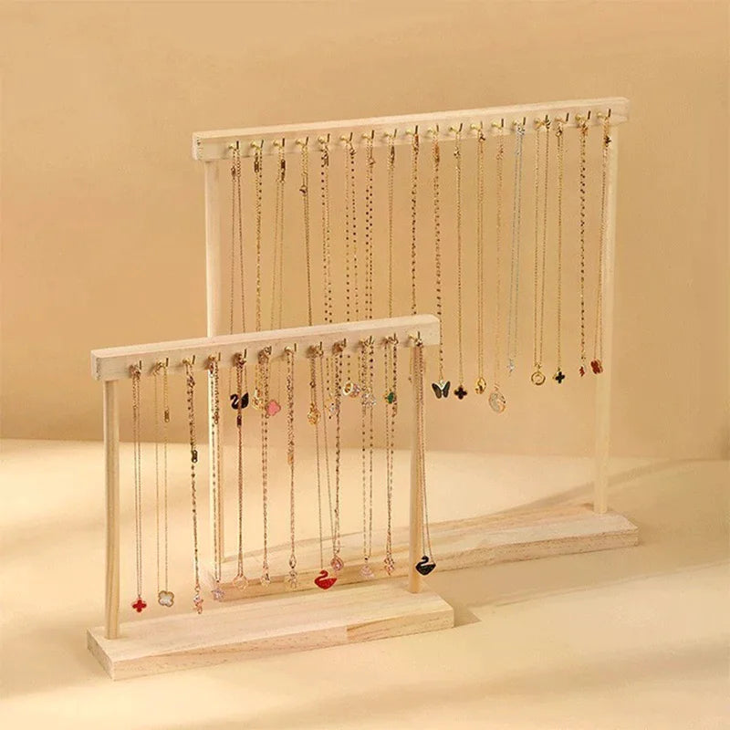 Jewelry Organizer Display Stand Solid Wood Necklace Hanging