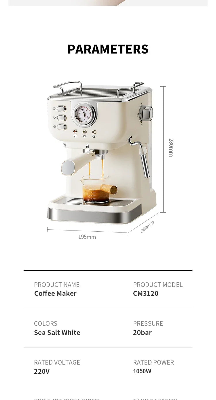 220v Italian Espresso Coffee Machine Stainless Steel Coffee