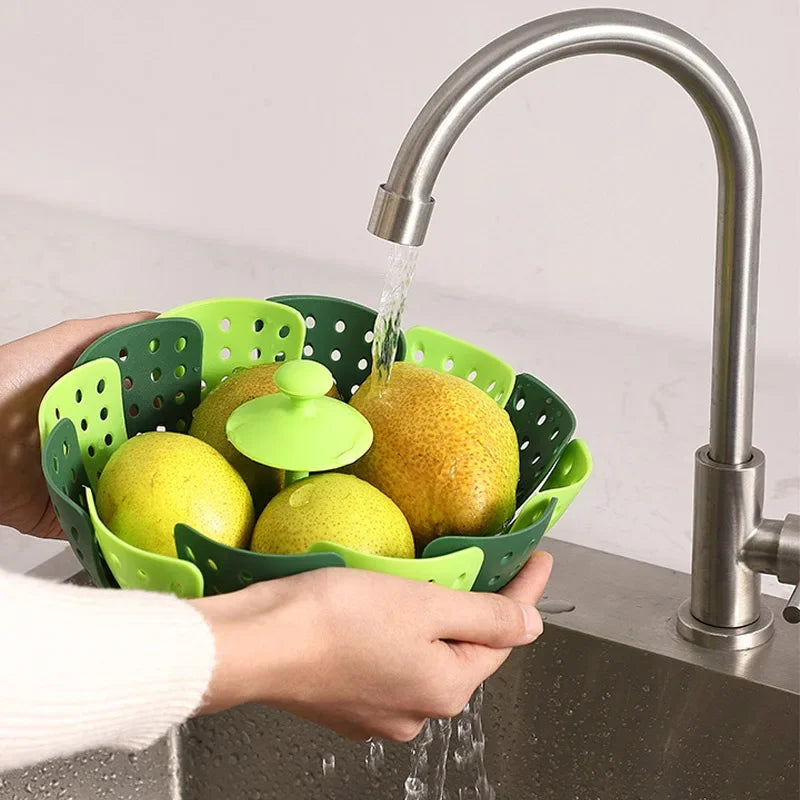 1pc Folding Food Steamer Vegetable Fruit Food Basket