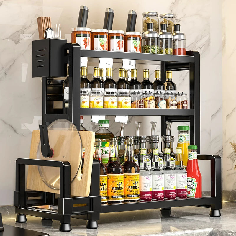 2-3 Tier Adjustable Metal Spice Rack Storage Box