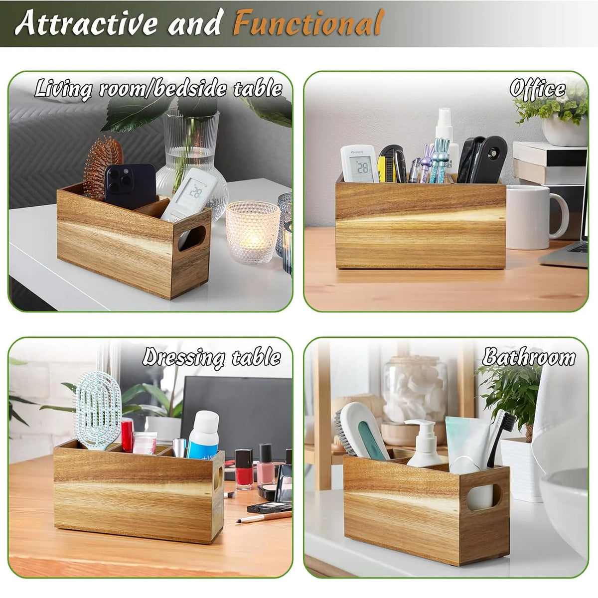 Wooden Utensil Storage Organizer Countertop Adjustable