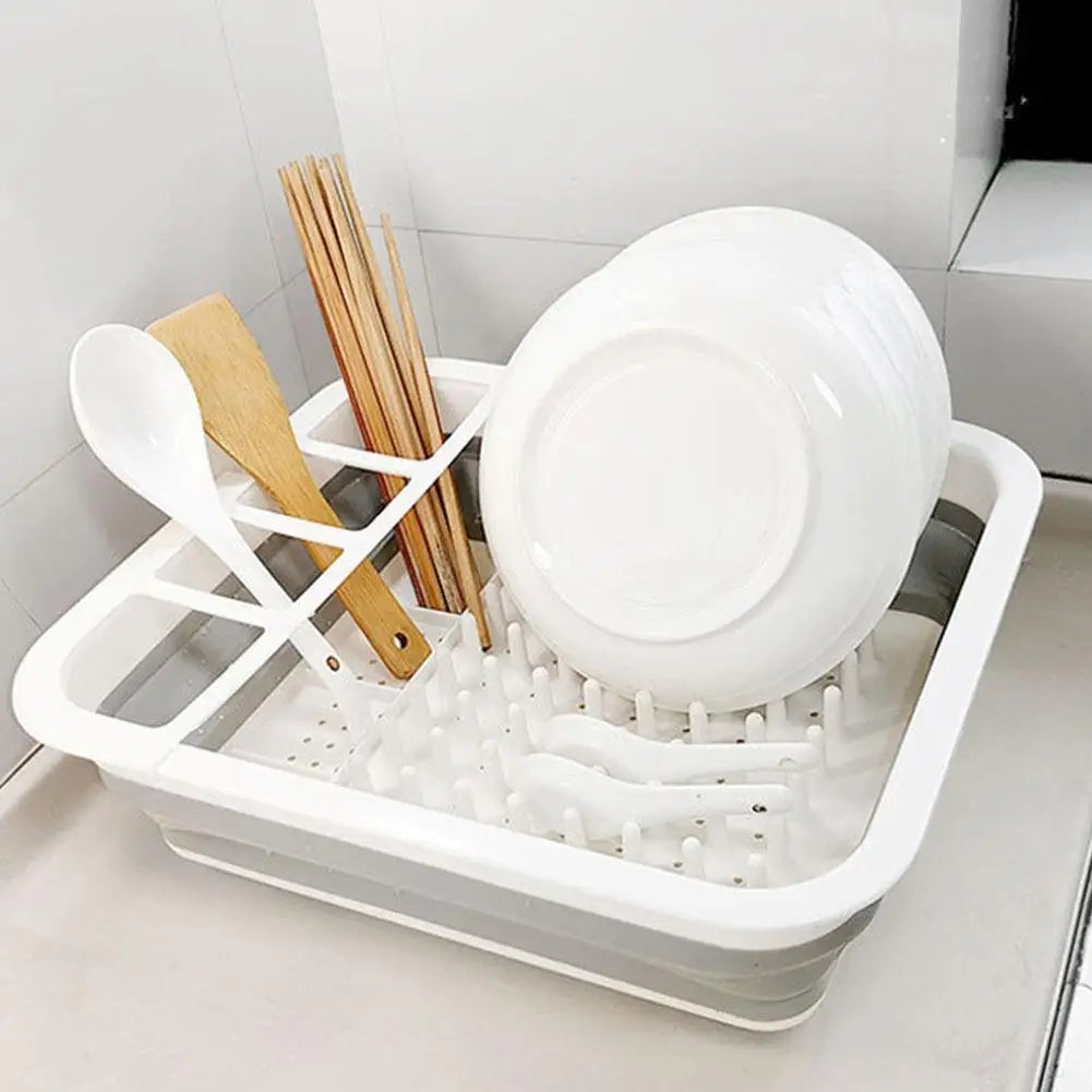 Foldable Silicone Dish Rack Sink Countertop Drainer Basket