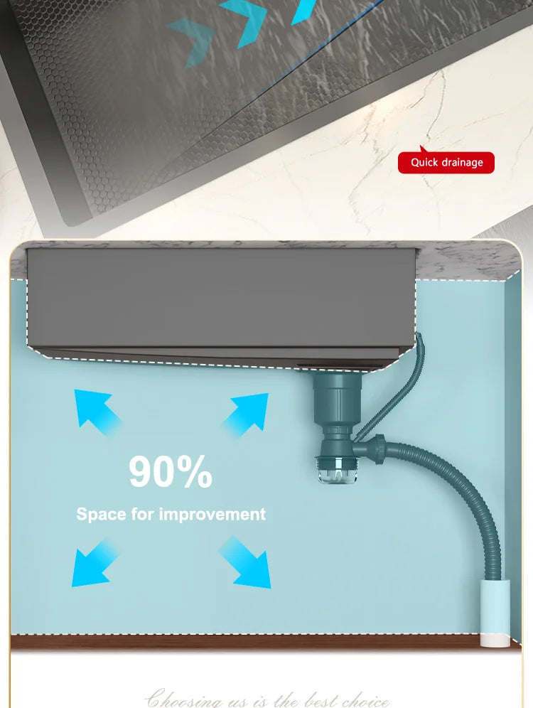 Stainless Steel Waterfall Sink Large Slot Dishwashing Basin