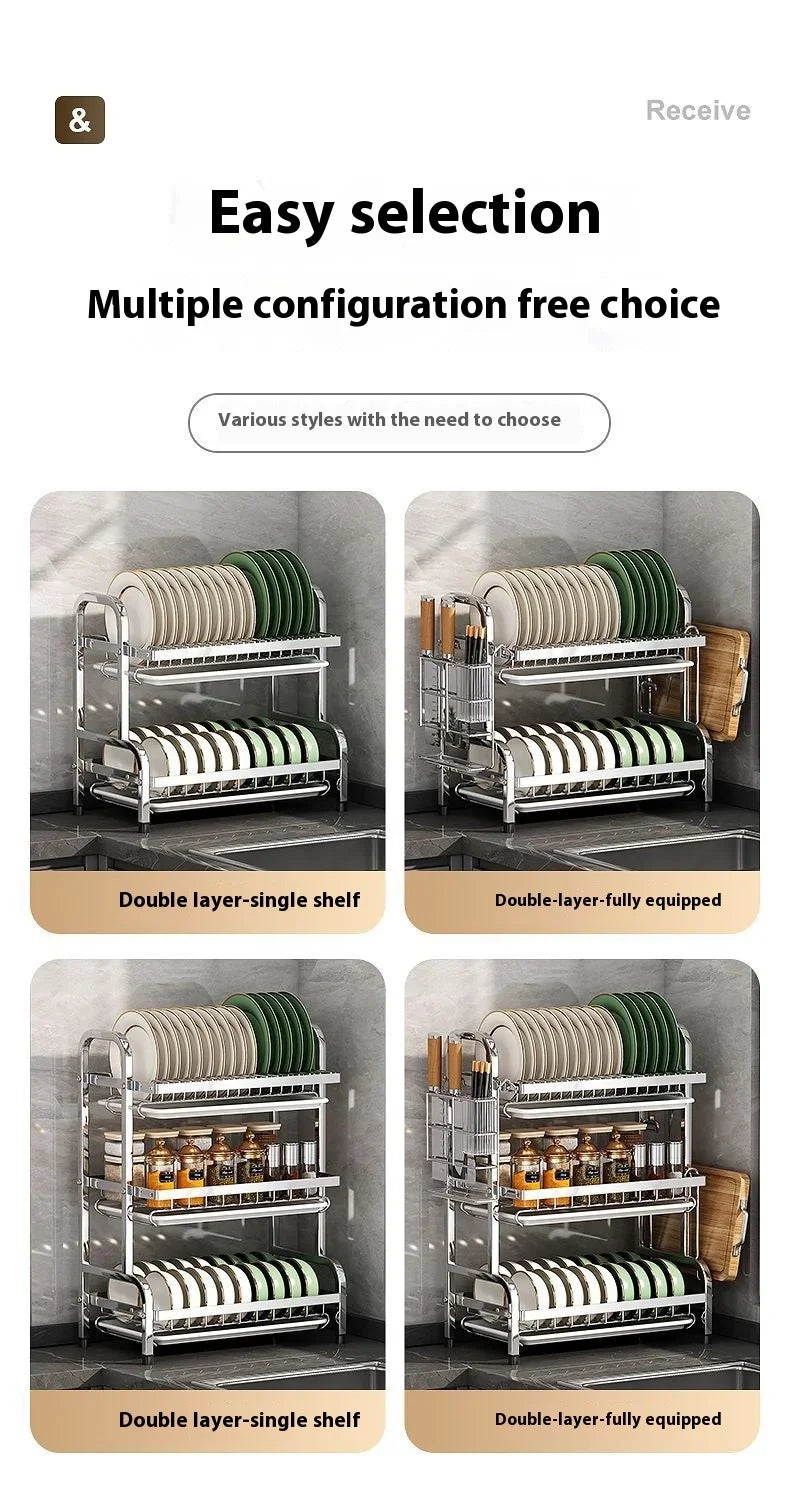 Dish Drying Rack Cutlery Holder Drain Tray Cutlery