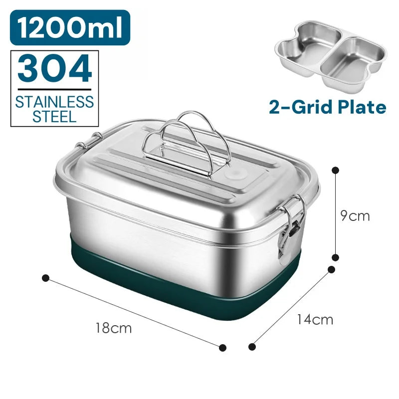 Stainless Steel Lunch Box Kids Adults Leak-Proof Bento